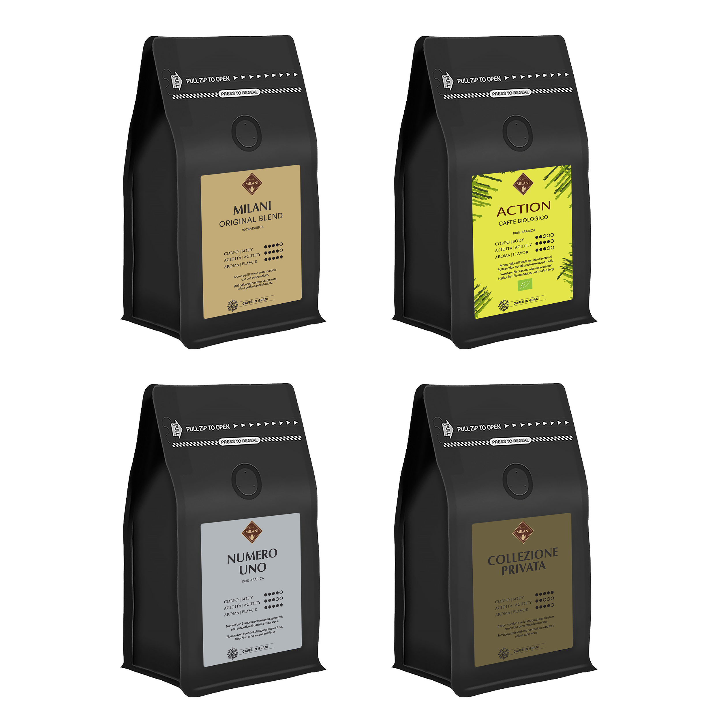 kit miscele in grani Caffé Milani