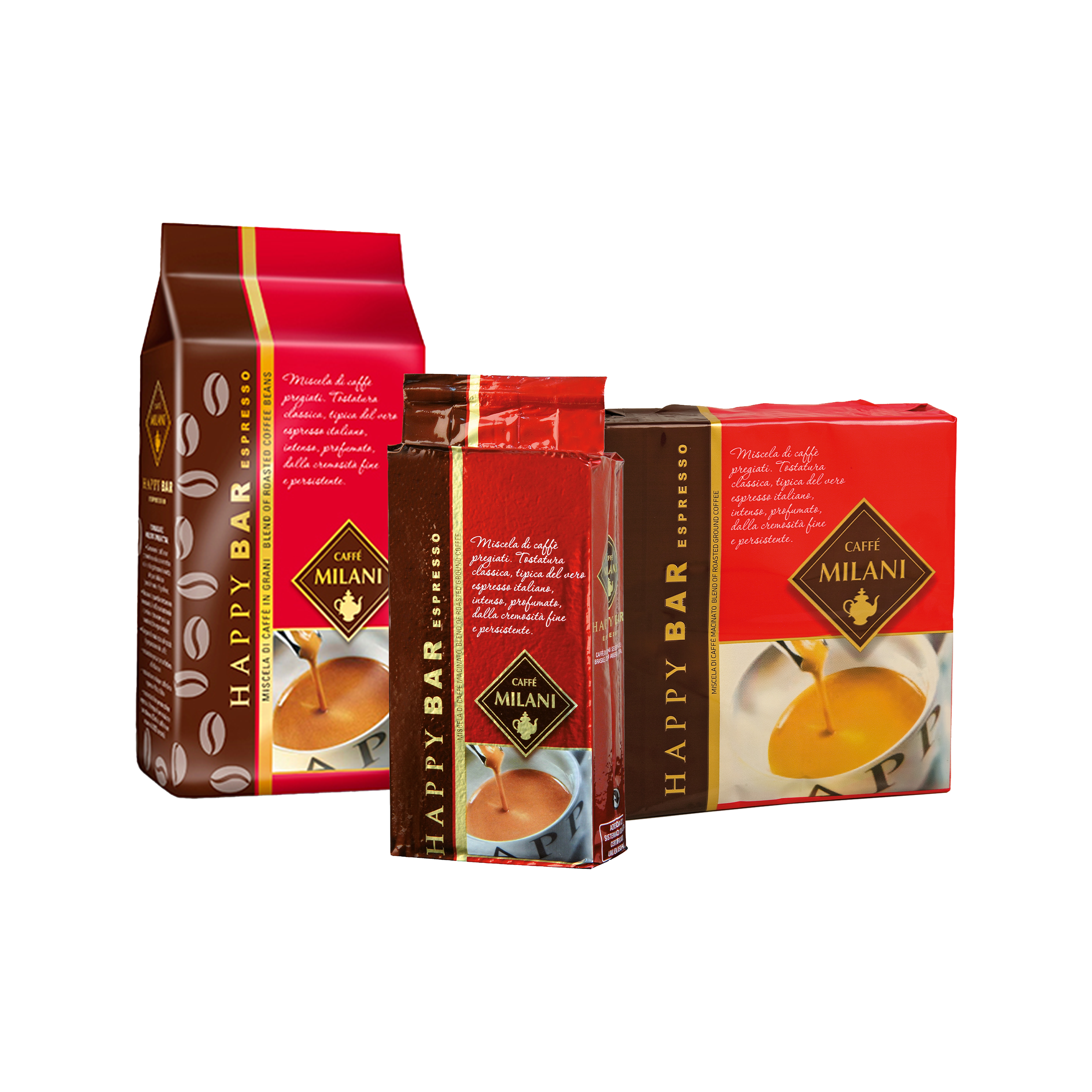 Happy bar espresso prodotto Caffè Milani per la grande distribuzione