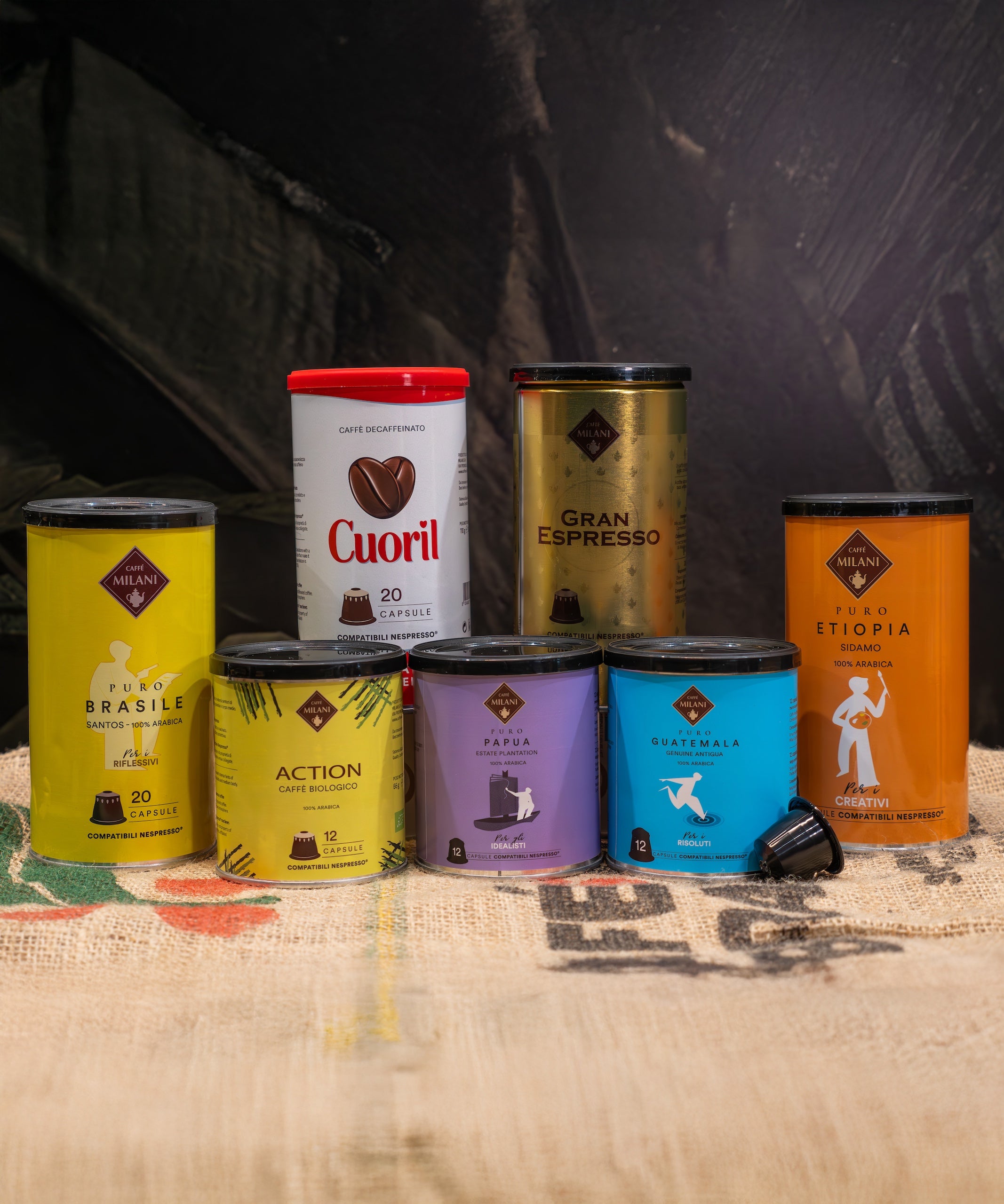 Foto still life di packaging Caffé Milani